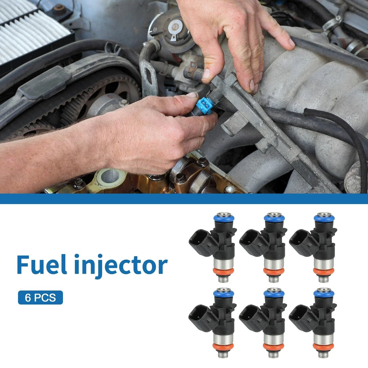 Fuel Injector Kit - 6 Black Injectors for 3.6L Dodge Challenger (2012-2019)