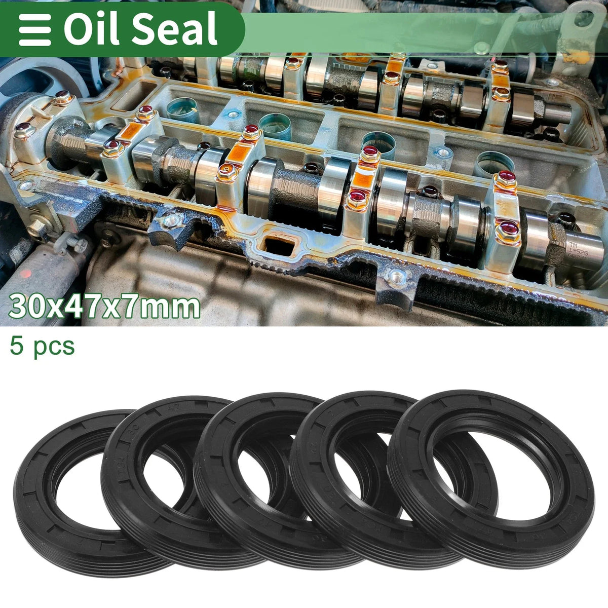 Set of 5 Oil Seal TG4 Lip Seal Ring 30x47x7mm NBR Rubber for Rotary Shaft