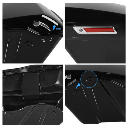 Black Hard Saddlebags & Conversion Bracket for Fat Boy Harley Breakout