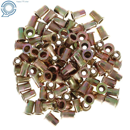 Flat Head M6 Rivet Nutserts - 100 Pack Threaded Insert Nuts