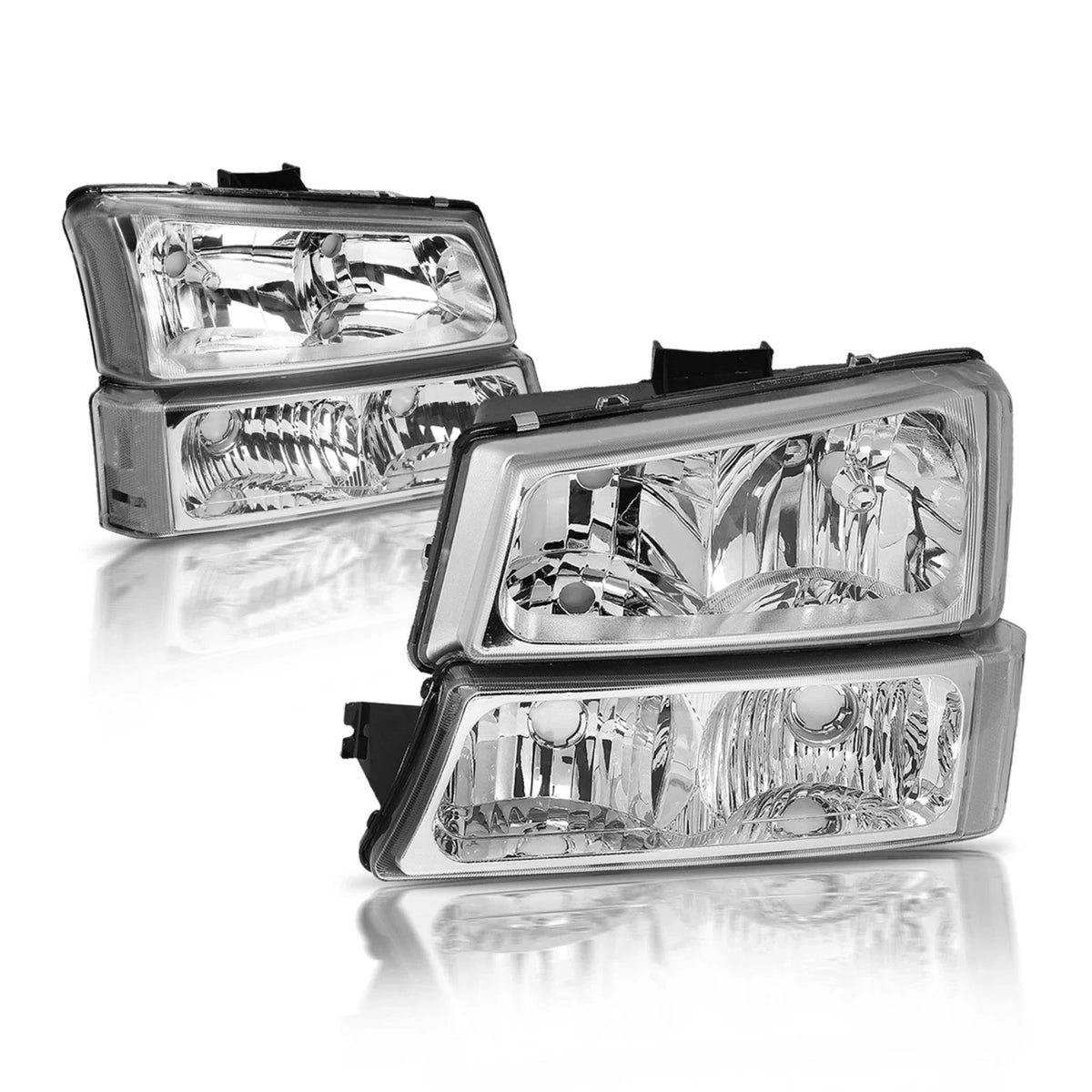 Clear Corner Headlights with Chrome Housing for Silverado 2003-2006