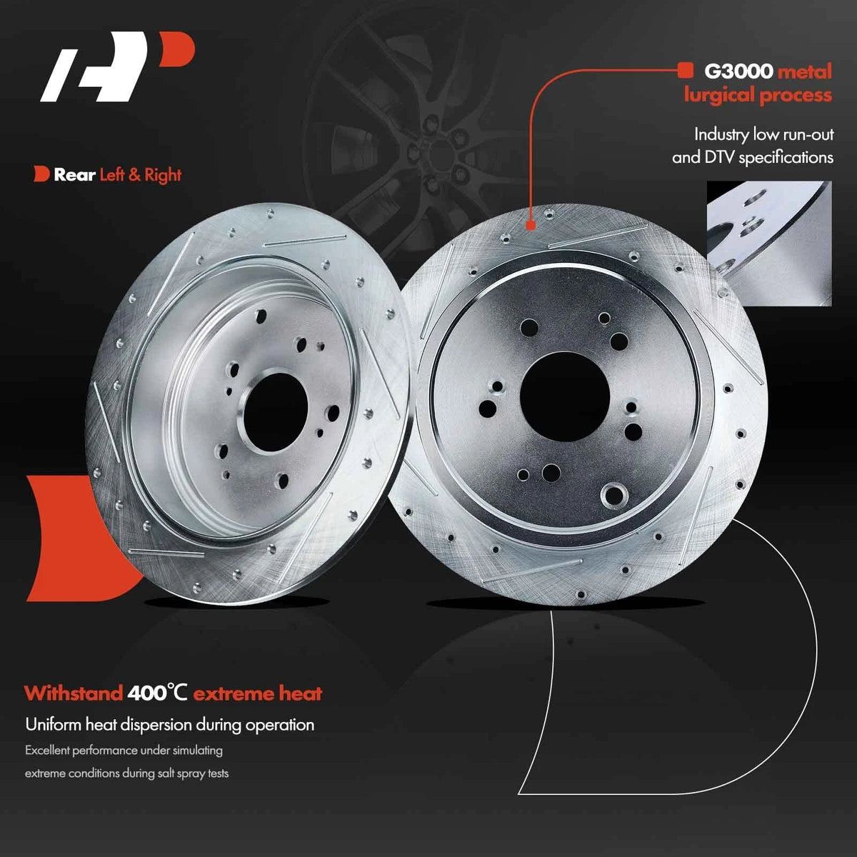 4-Piece Drilled Brake Rotors for Acura MDX 2003-2008 & Honda Pilot