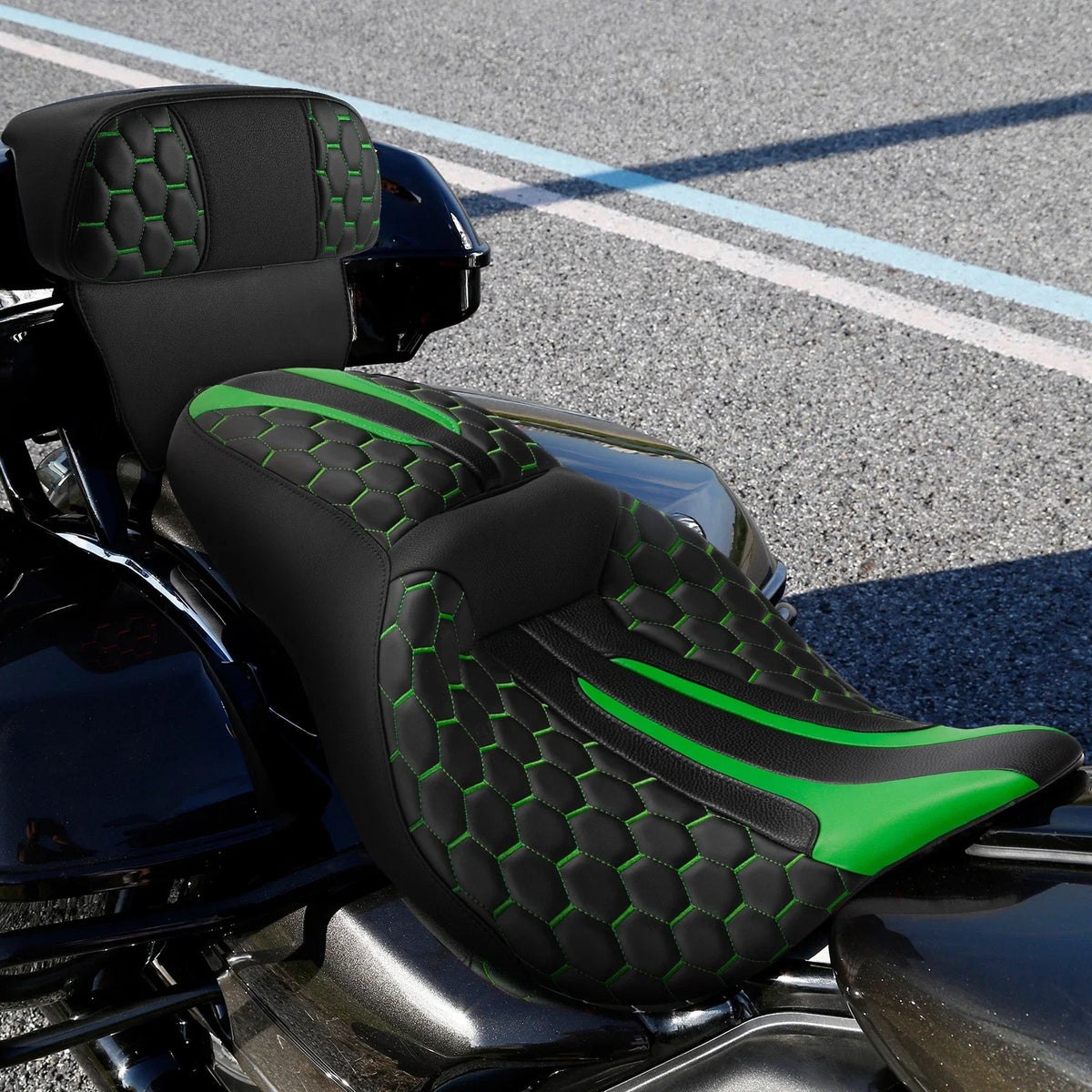 Black Green Backrest - Fits Harley Touring 2014 to 2023