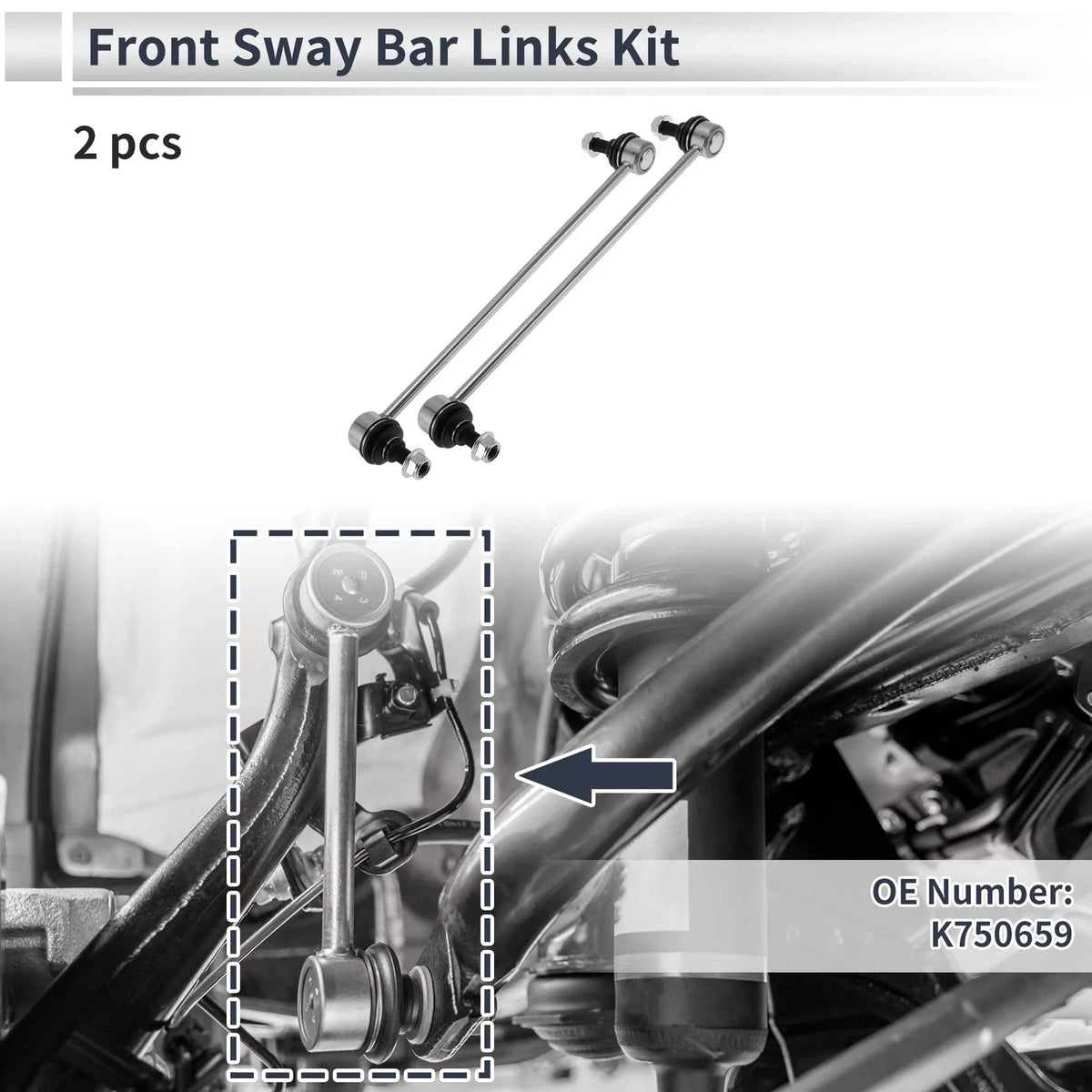 Front Stabilizer Bar Links No Bushing for Hyundai Santa Fe (2013–2018) No.K750659