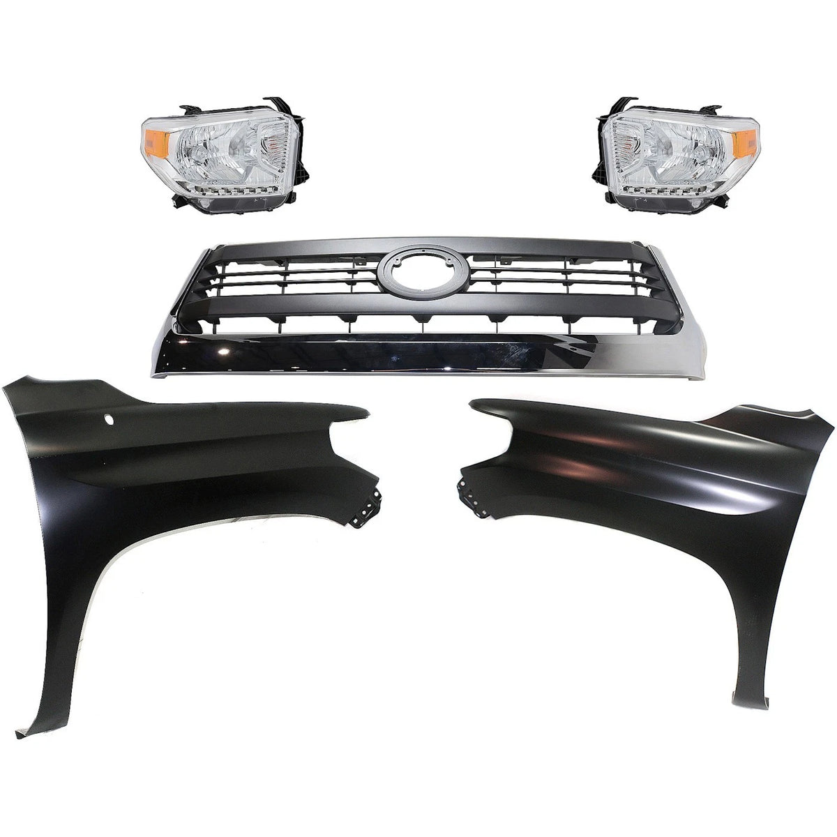 Grille Kit for Toyota Tundra (2014–2015) - Painted Gray, Headlamps, Level Adjuster