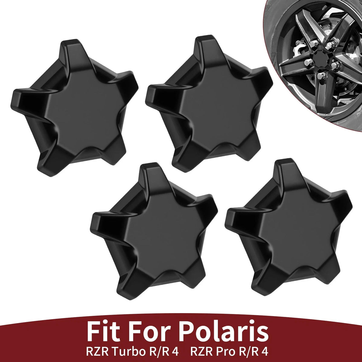 4 Rim Caps in Matte Black for Polaris RZR Pro R (2022-2024)