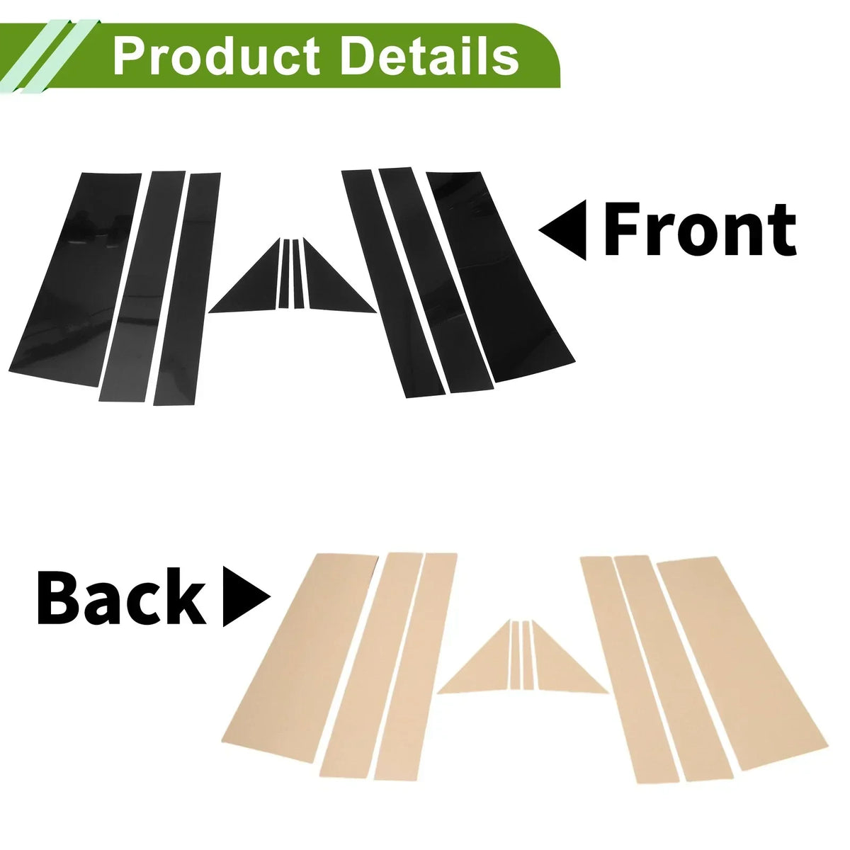 10x Black Window Trim for Dodge Grand Caravan 2008-2016 - Door Pillar