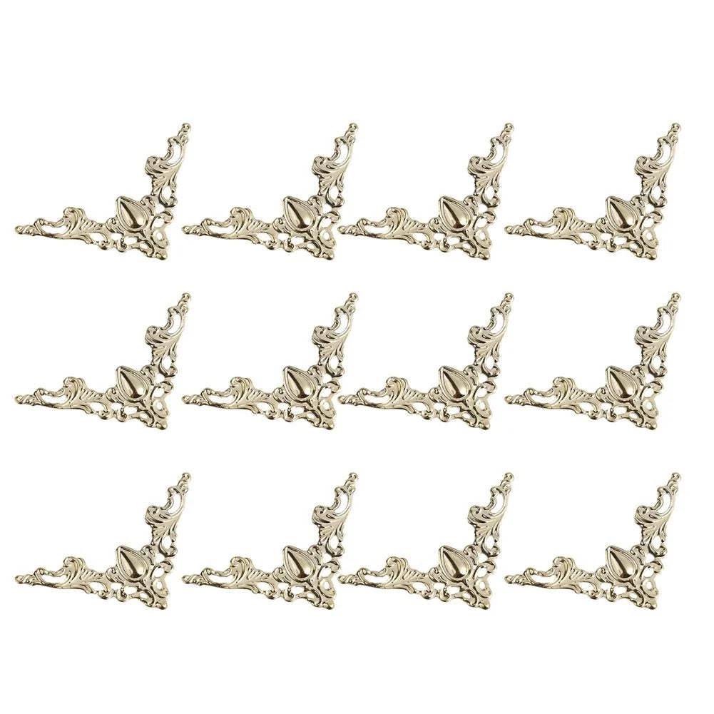 Set of 12 Iron Corner Covers for Scrapbook Albums and Frames