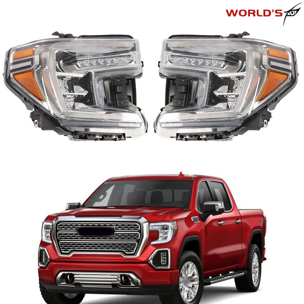 Set of 2 Chrome LED Headlights for GMC Sierra 1500 (2019–2021)