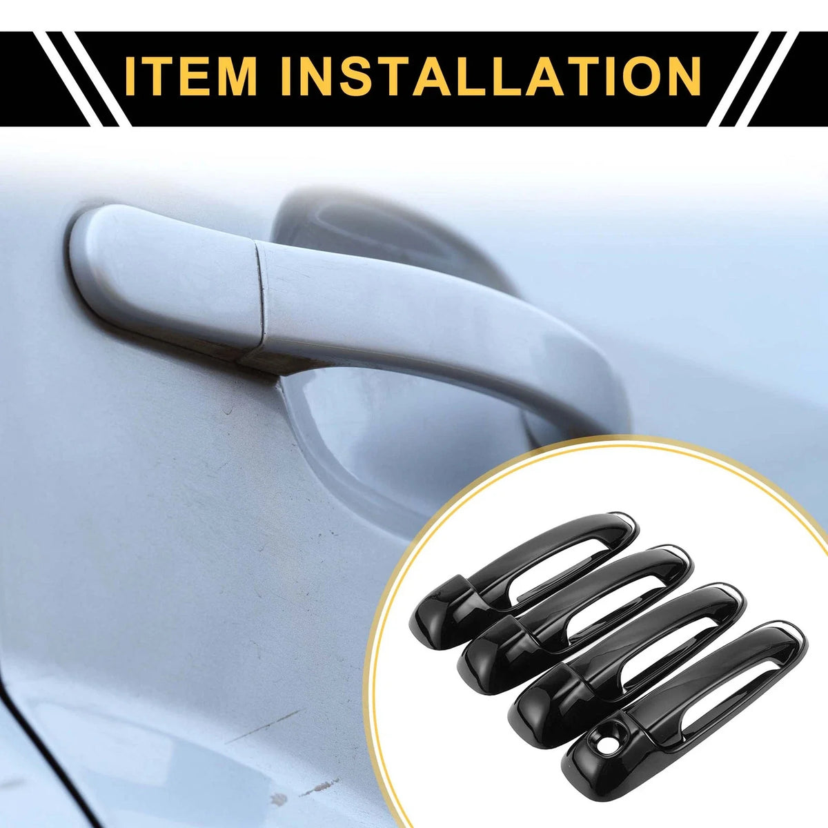 Set of 4 Car Door Handle Protectors for Dodge Ram 1500 (2002–2008) Glossy Black