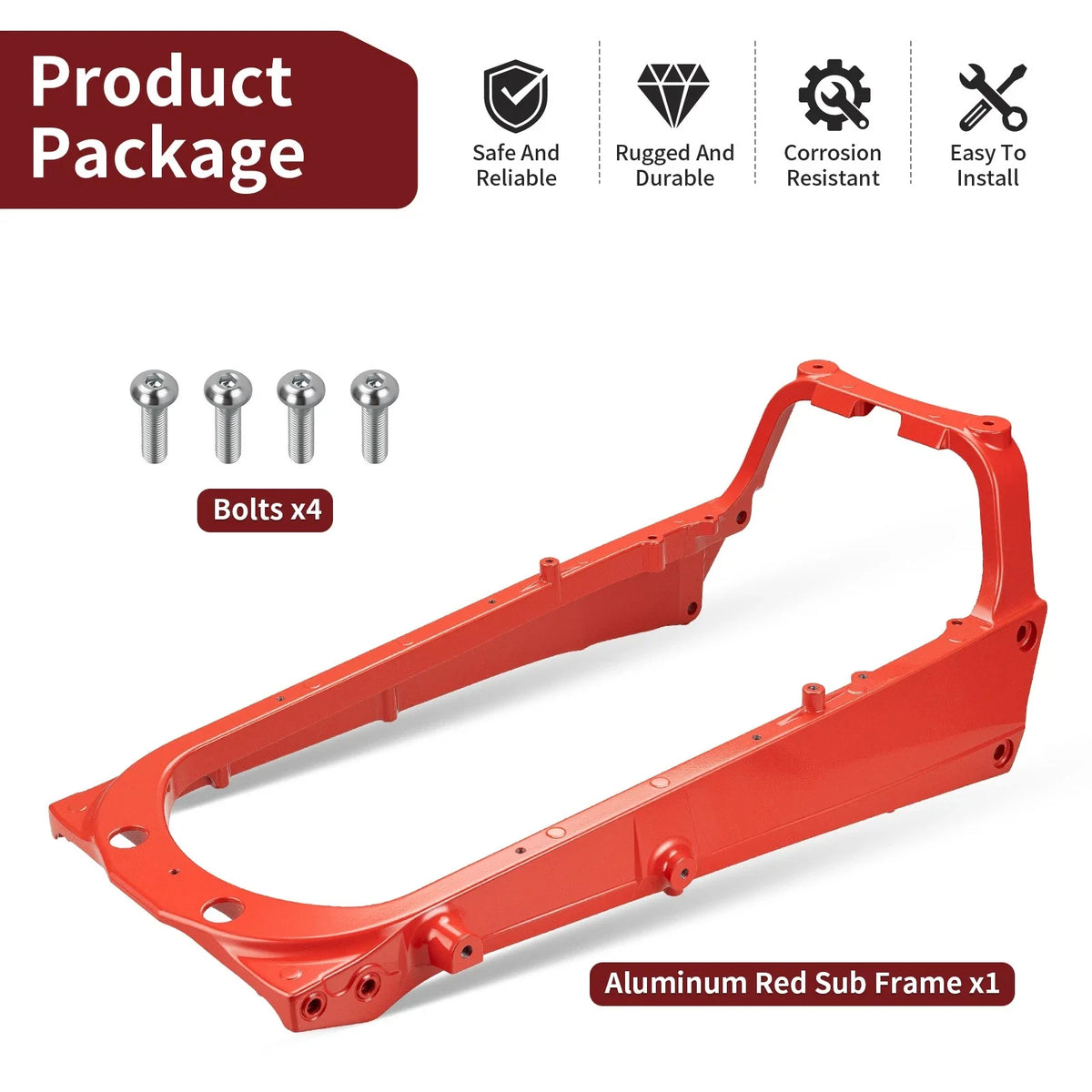 Sub Frame & Bolts Set in Aluminum Red for Yamaha Raptor 700/700R 2006-2024