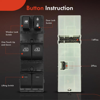 Power Window Switch for Front Left Nissan Maxima (2009-2014)