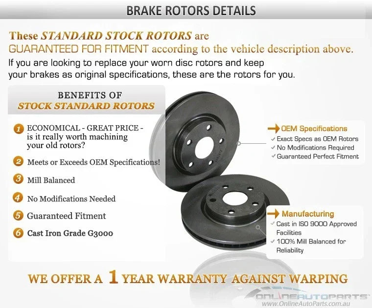 2x Front Brake Rotors for RWD Navara D22 1997-2007