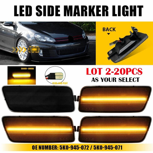 2X LED Front Bumper Side Marker Lights for Volkswagen MK6 GTI (2010–2014)