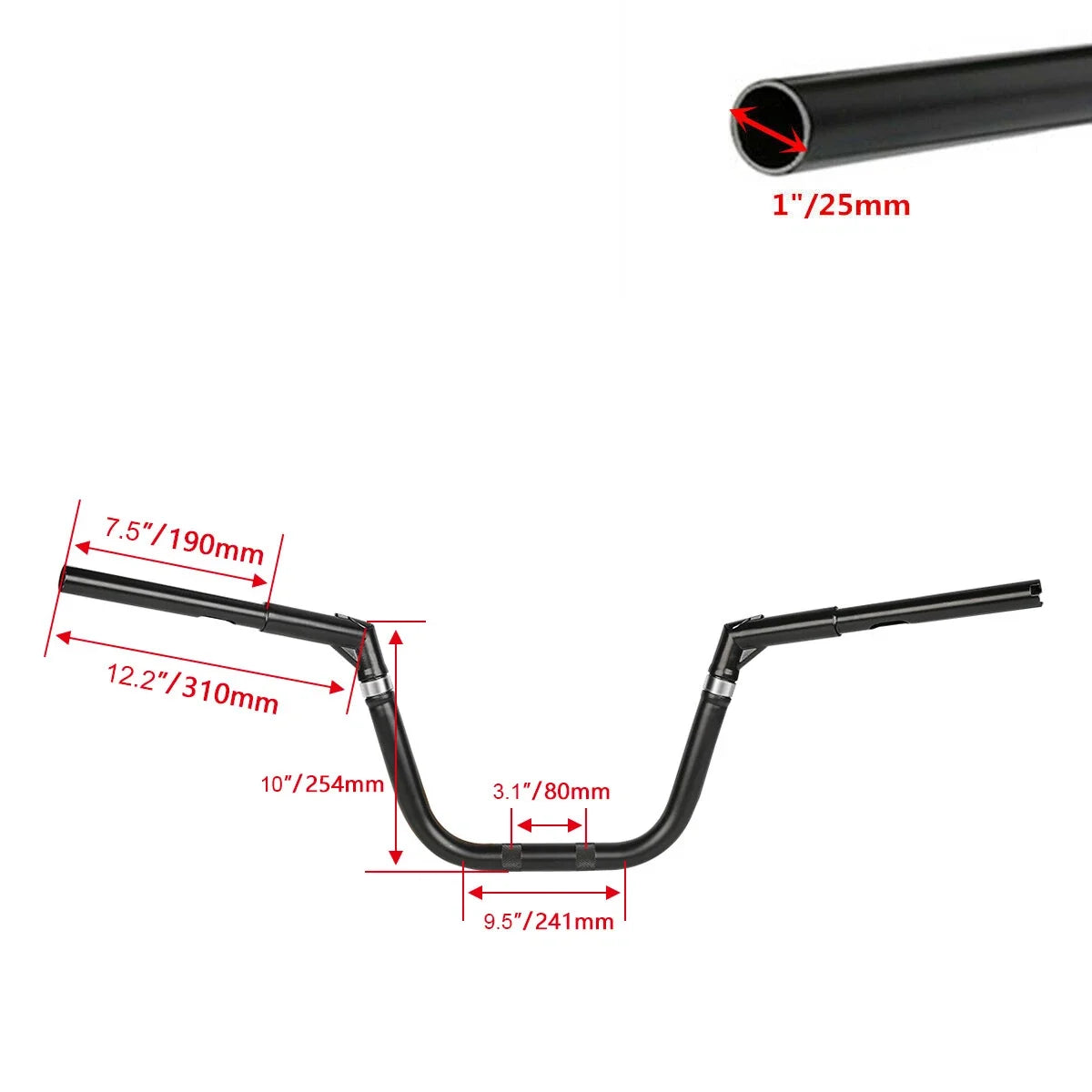 10" Rise Handlebar, Adjustable, 1.25" for Harley Softail 1997-2023