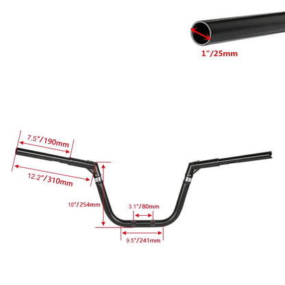 10" Rise Handlebar, Adjustable, 1.25" for Harley Softail 1997-2023