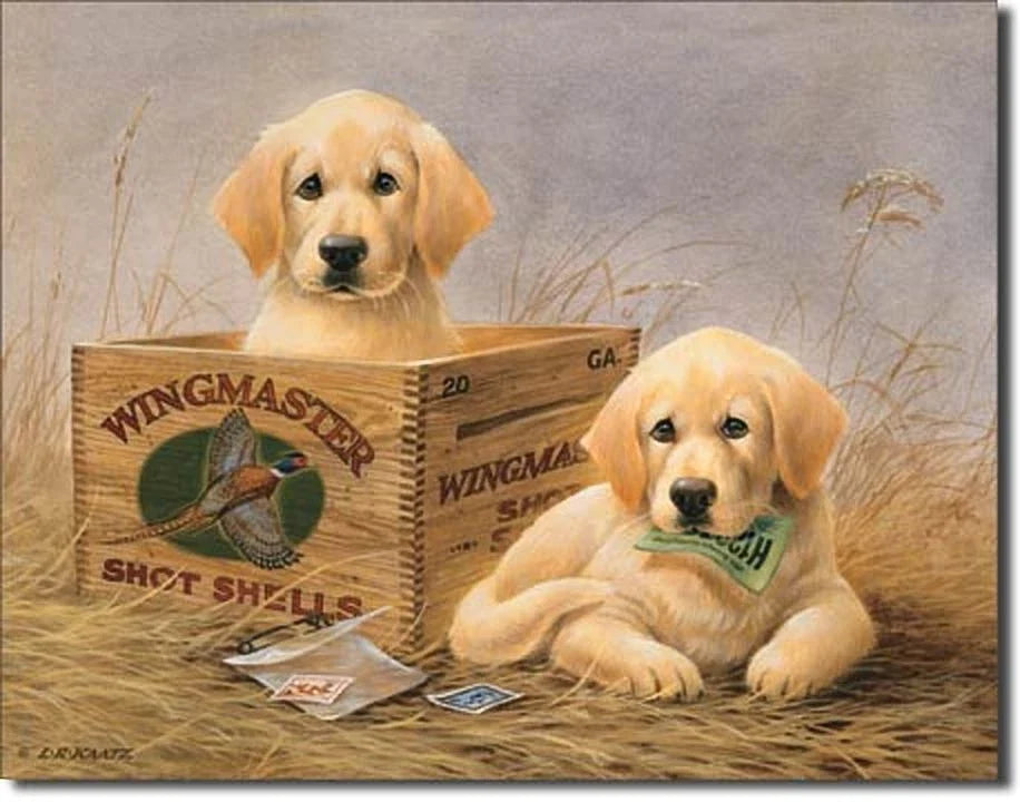 Vintage Replica Tin Sign for Wingmaster Shotgun Shell Dog Black Lab (1201)