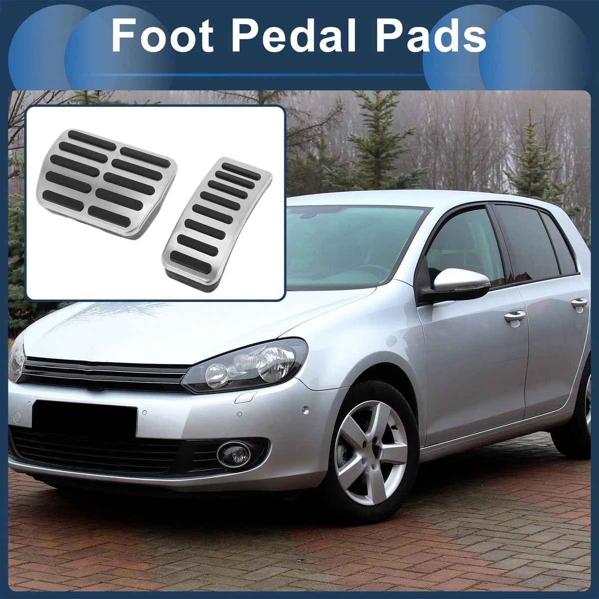 Set of 1 Automatic Footrest Pedals Cover for Volkswagen Golf (1997–2005) Silver Tone