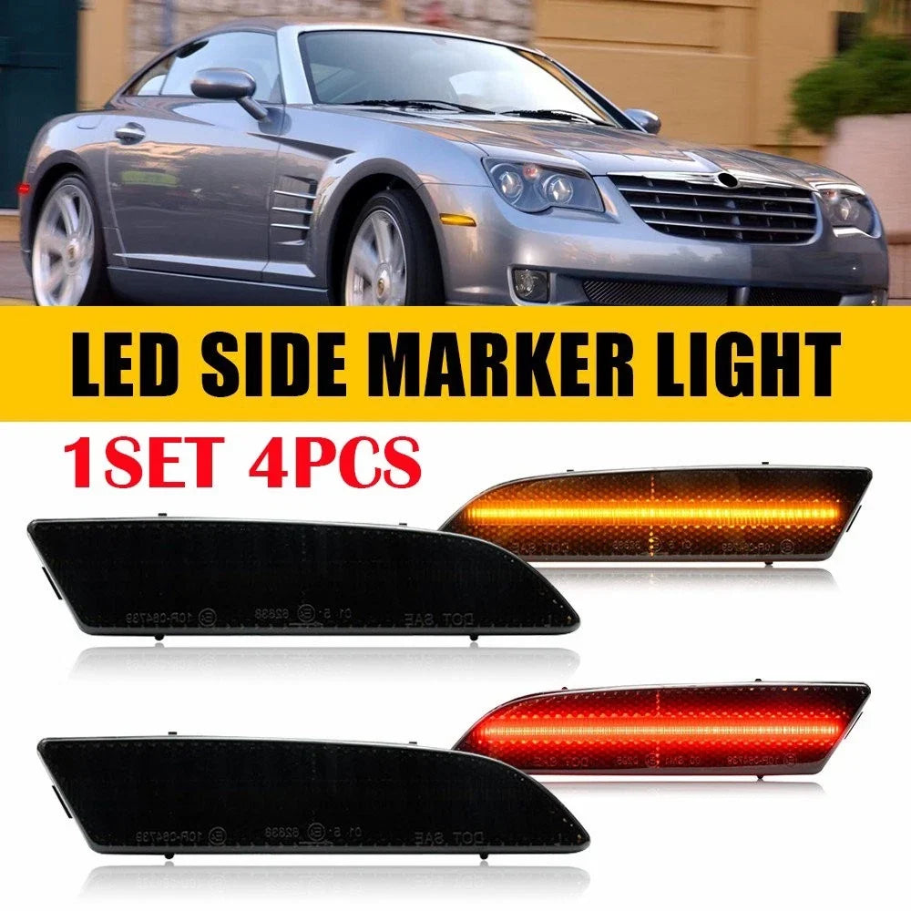 2X Smoke Front & Rear Bumper Side Marker Light for Chrysler Crossfire (2004–2008)