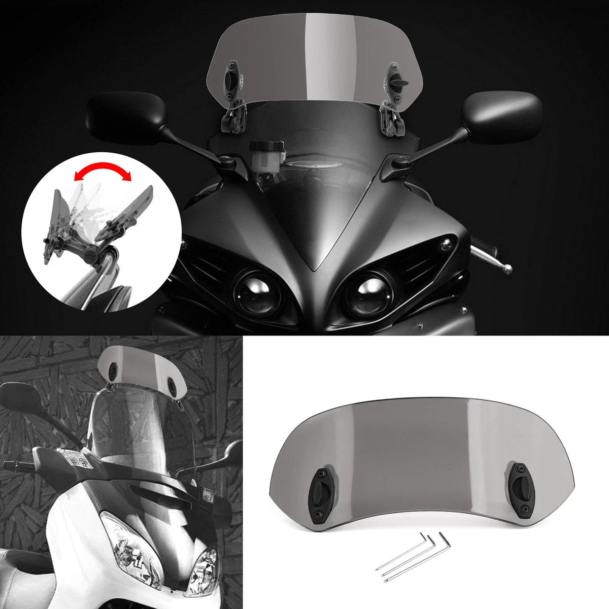 Adjustable Clip On Windshield Extension Spoiler for Motorcycle