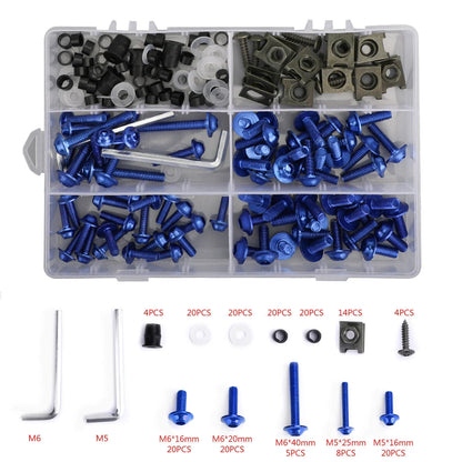177PCS M5/M6 Fairing Bolt Kit for Sportbikes (Universal Fit)