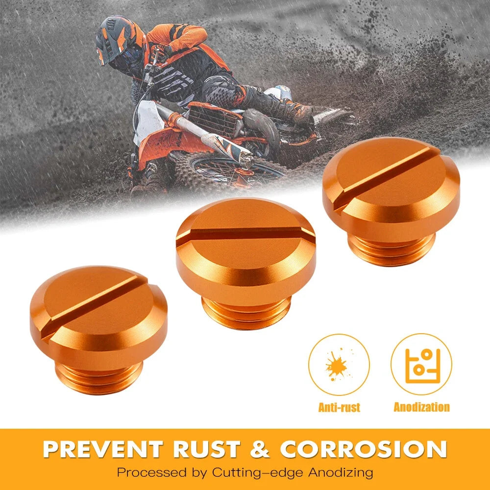 3PCS M10X1.25 CNC Aluminum Mirror Hole Plug for Kawasaki KX65 KX85 KX125 KX250