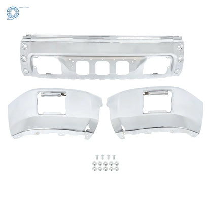 Fog Light Hole Chrome Front Bumper for GMC Sierra 1500 2014-2015