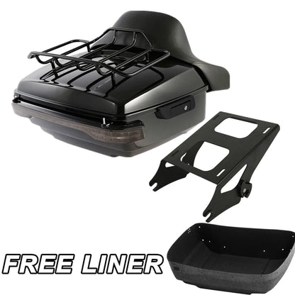 Trunk Pad Mount Rack with LED Brake Tail Light for Harley Touring 2014-2026