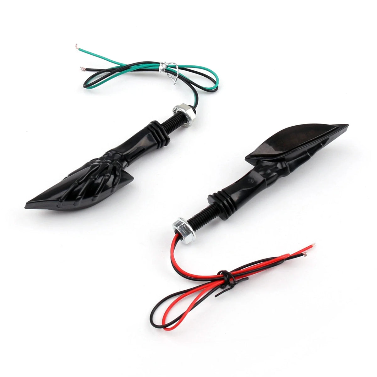 Universal Motorcycle LED Turn Signals - Black Skeleton Hand Indicators
