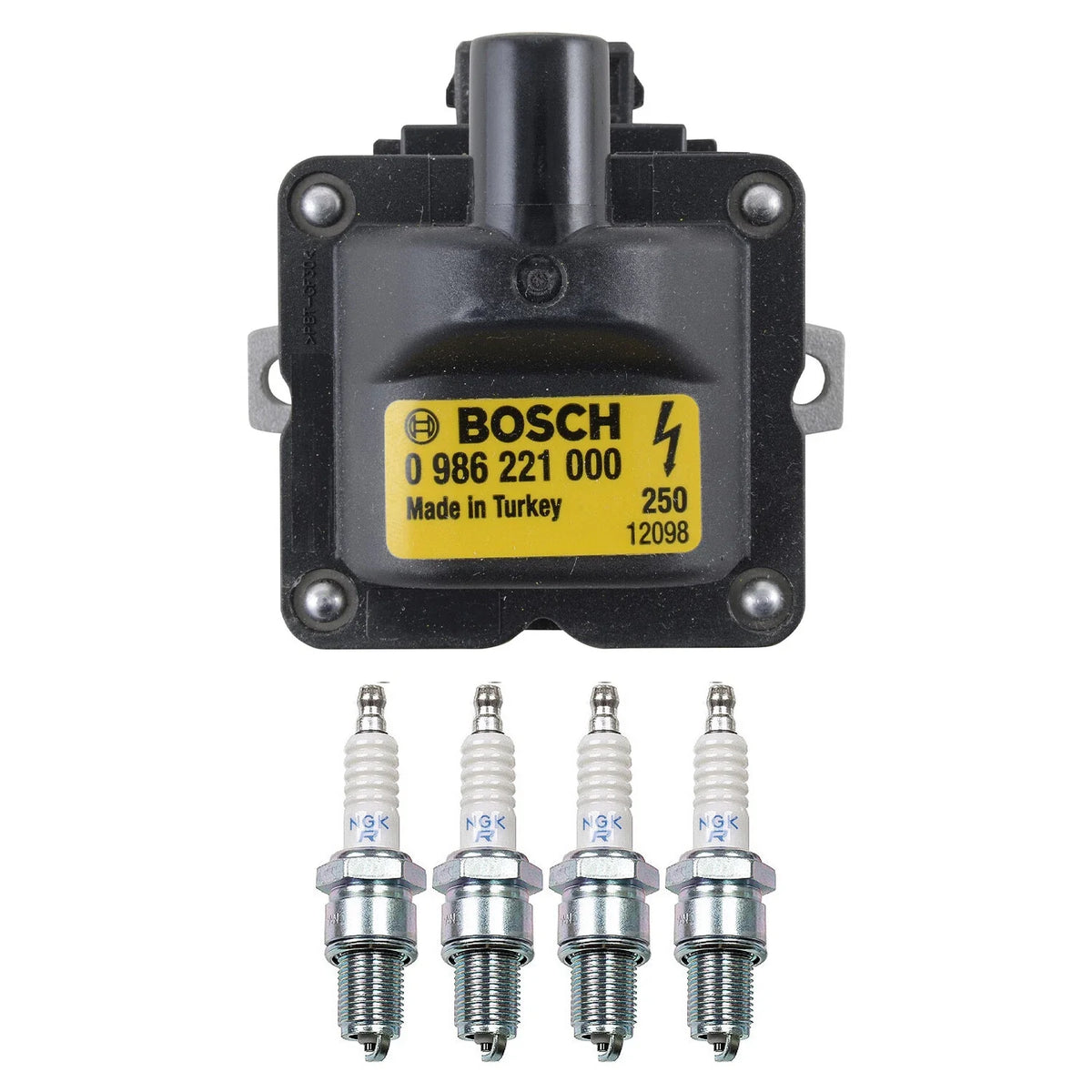 Set of 4 Bosch Ignition Coils & NGK Spark Plugs for VW Golf Jetta Passat (944)