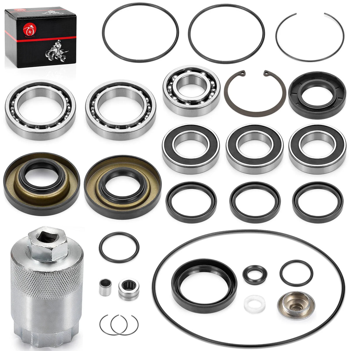 Rear Differential Seal and Bearing Kit w/Nut Tool for Honda Recon 250 2002-2023