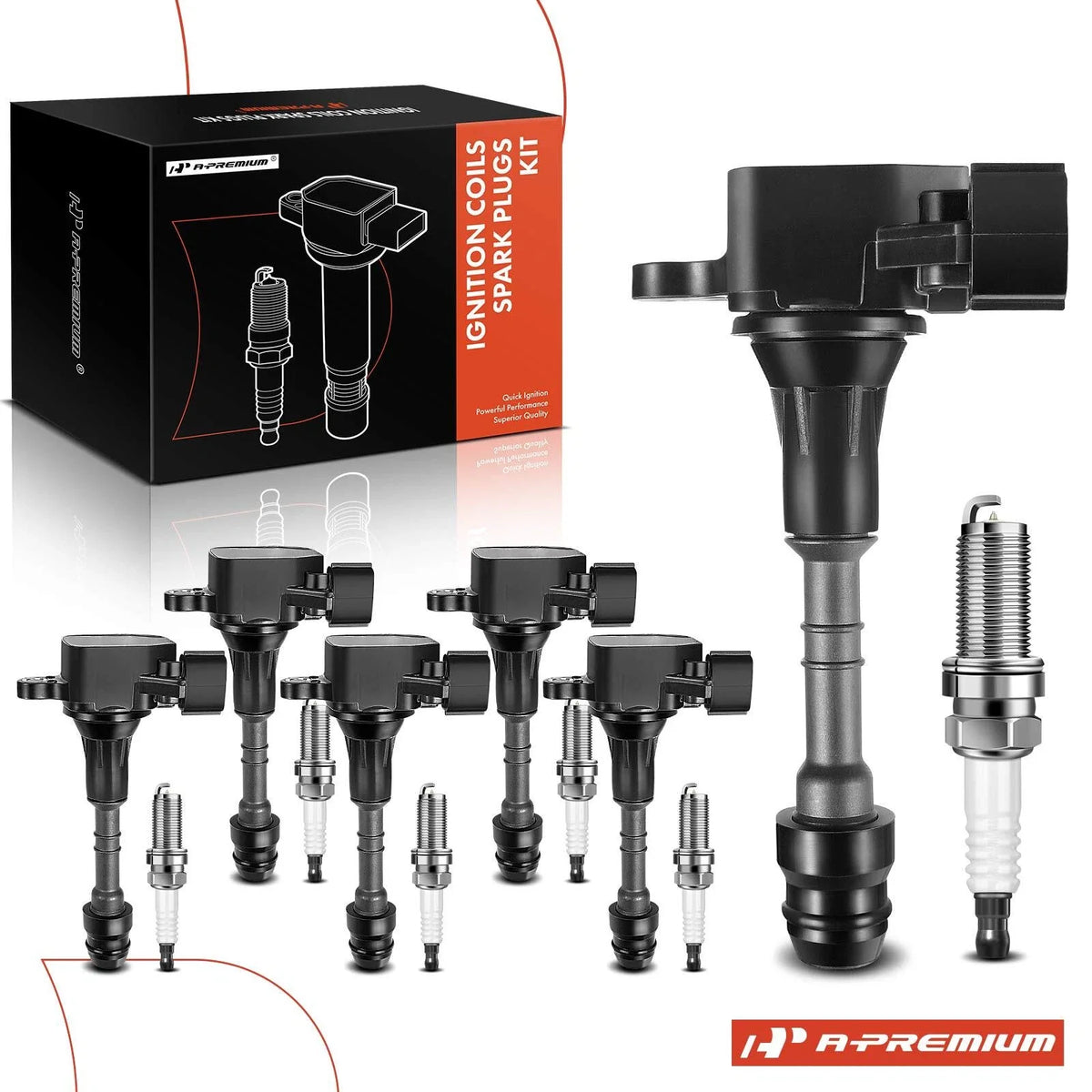 Set of 6 Ignition Coils & Spark Plugs for Nissan Altima Frontier