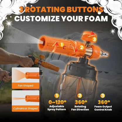Pressure Washer Foam Cannon - Adjustable & Wide Neck