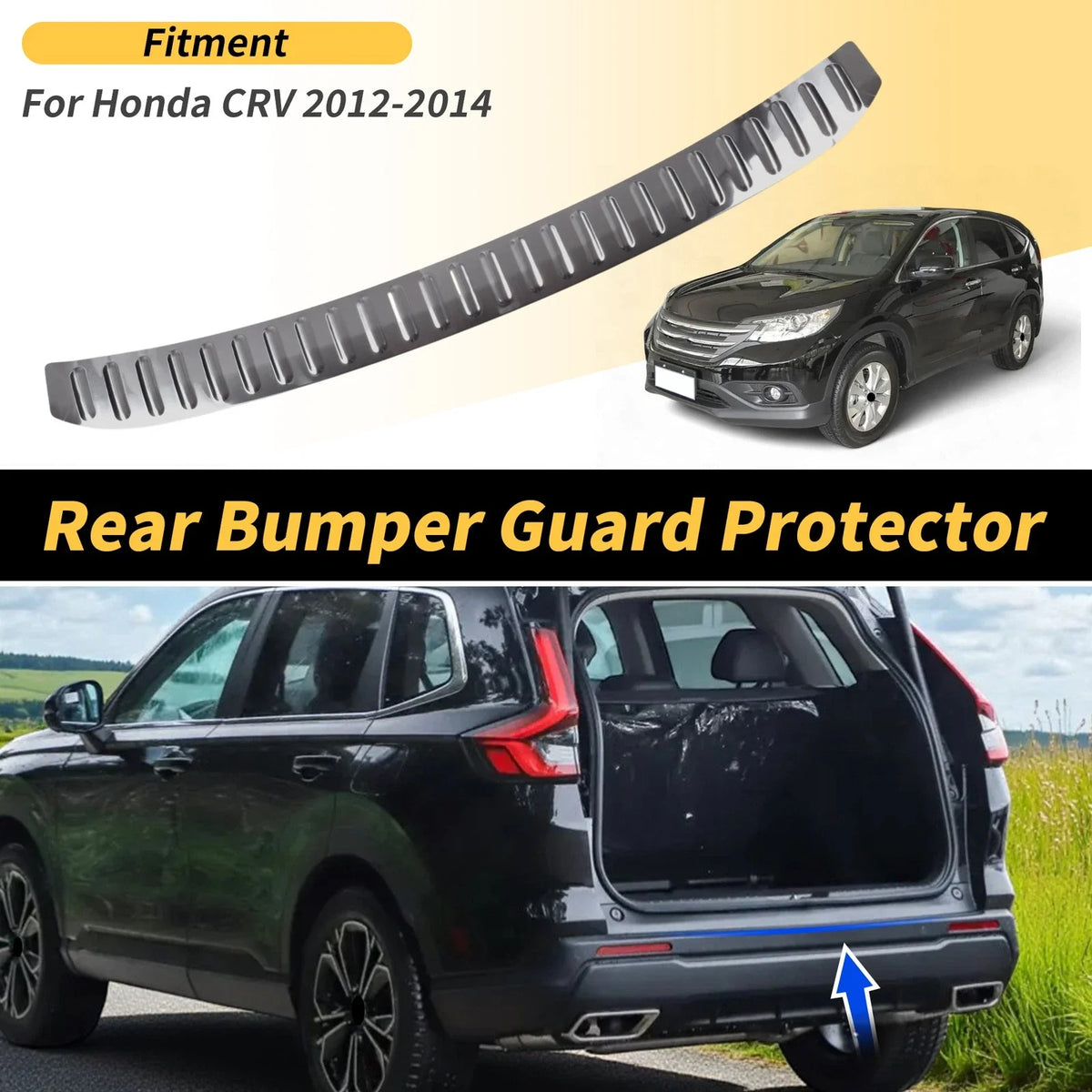 Rear Bumper Topper for Honda CR-V (2012–2014) Silver Tone 1 Pcs
