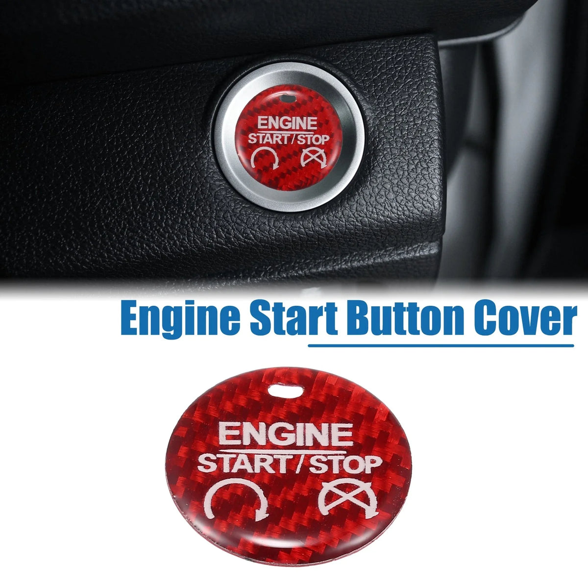 Engine Start Button Cover Trim for Ford Mustang (2015–2019) Red 724117606763