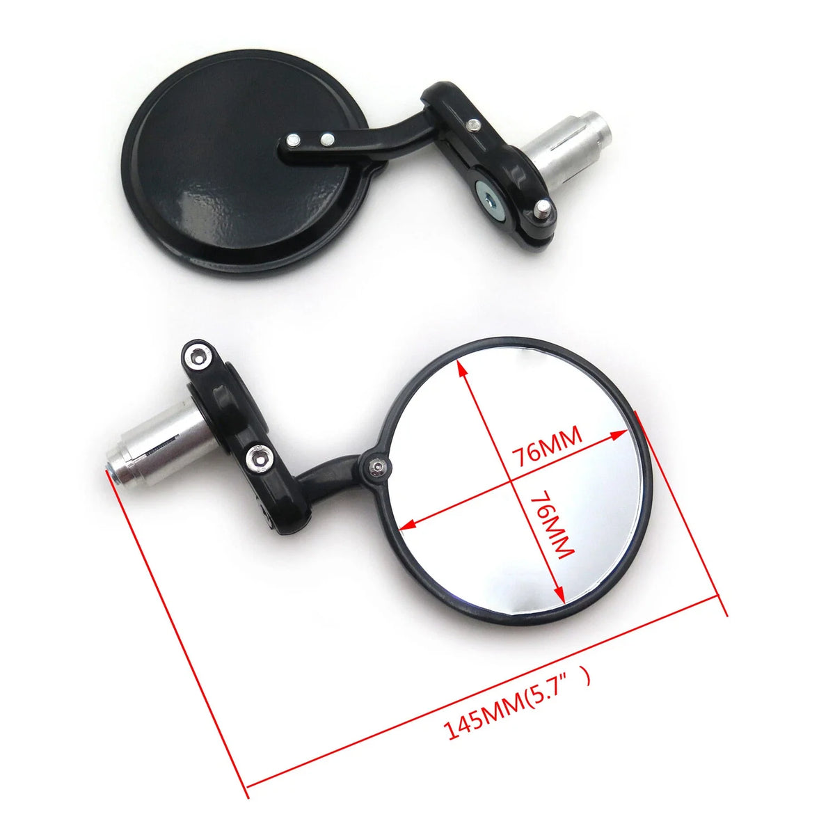 Pair of Black Round 7/8" Side Mirrors for Universal Motorcycles