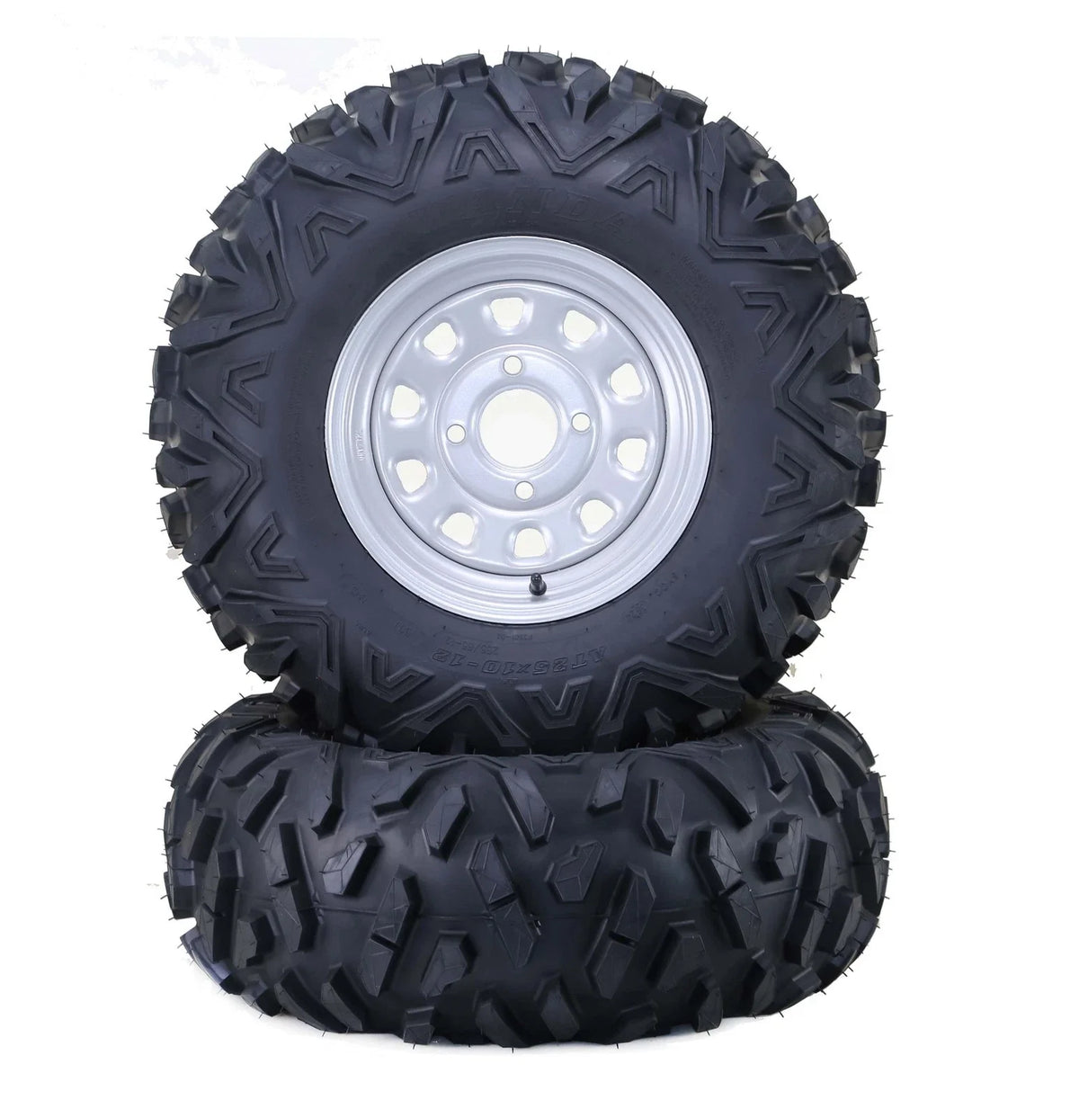 Set of 2 WANDA ATV Tires 27X11-12 6-Ply P3501 on 4-110 PCD Silver Wheel