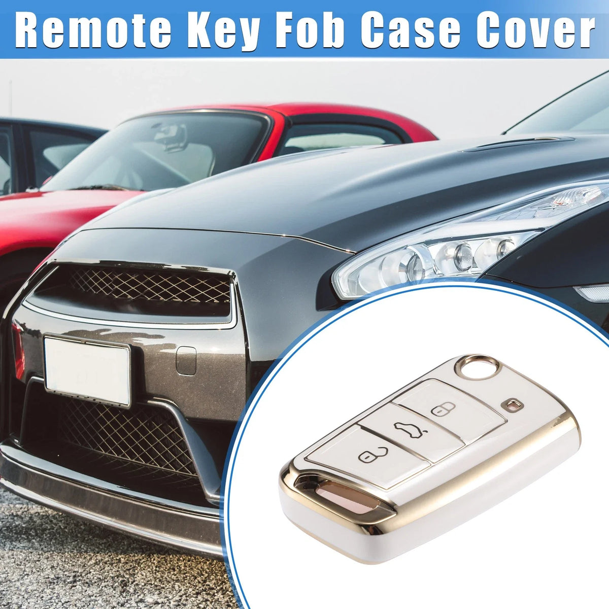 3X Remote Key Fob Case Cover for Volkswagen Golf 7 (2013–2020) TPU White