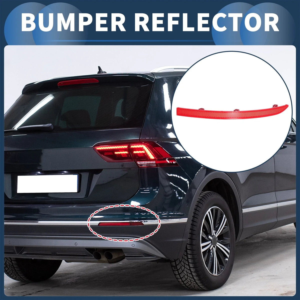 Bumper Reflector No. 5N0945106 for Volkswagen Tiguan (2010–2017) Red Right