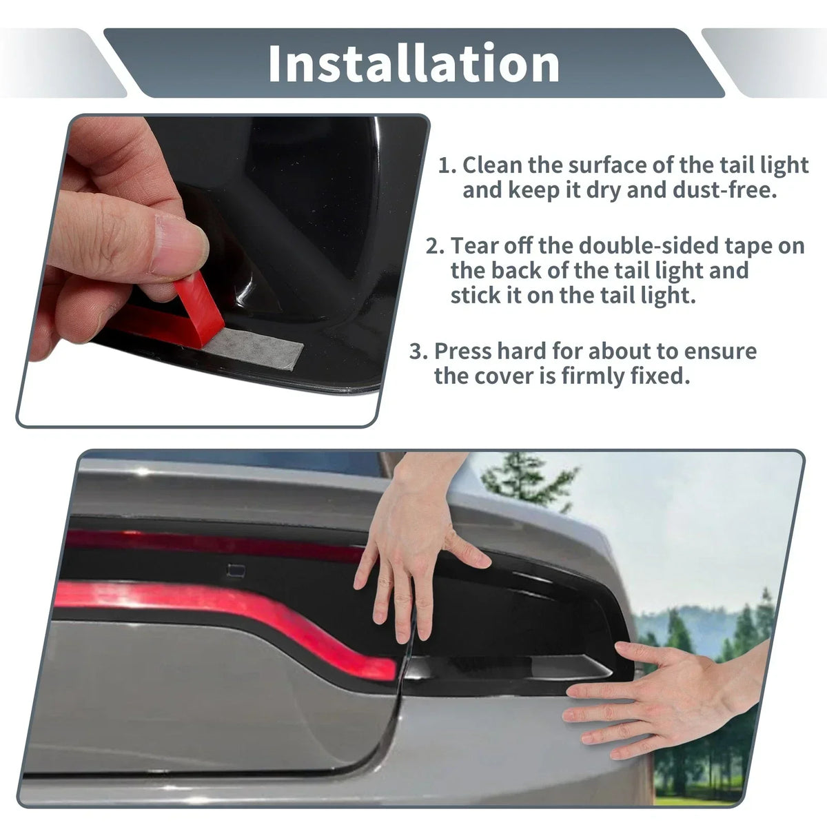 Tail Light Guard Smoked Black ABS for Dodge Charger 2015-2024