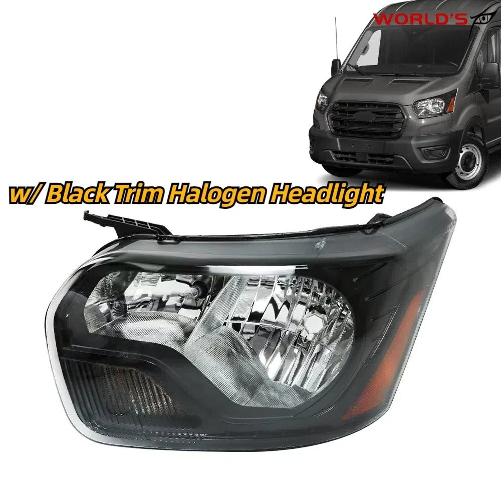Halogen Black Headlight for Ford Transit 150 250 350 (2015–2021)