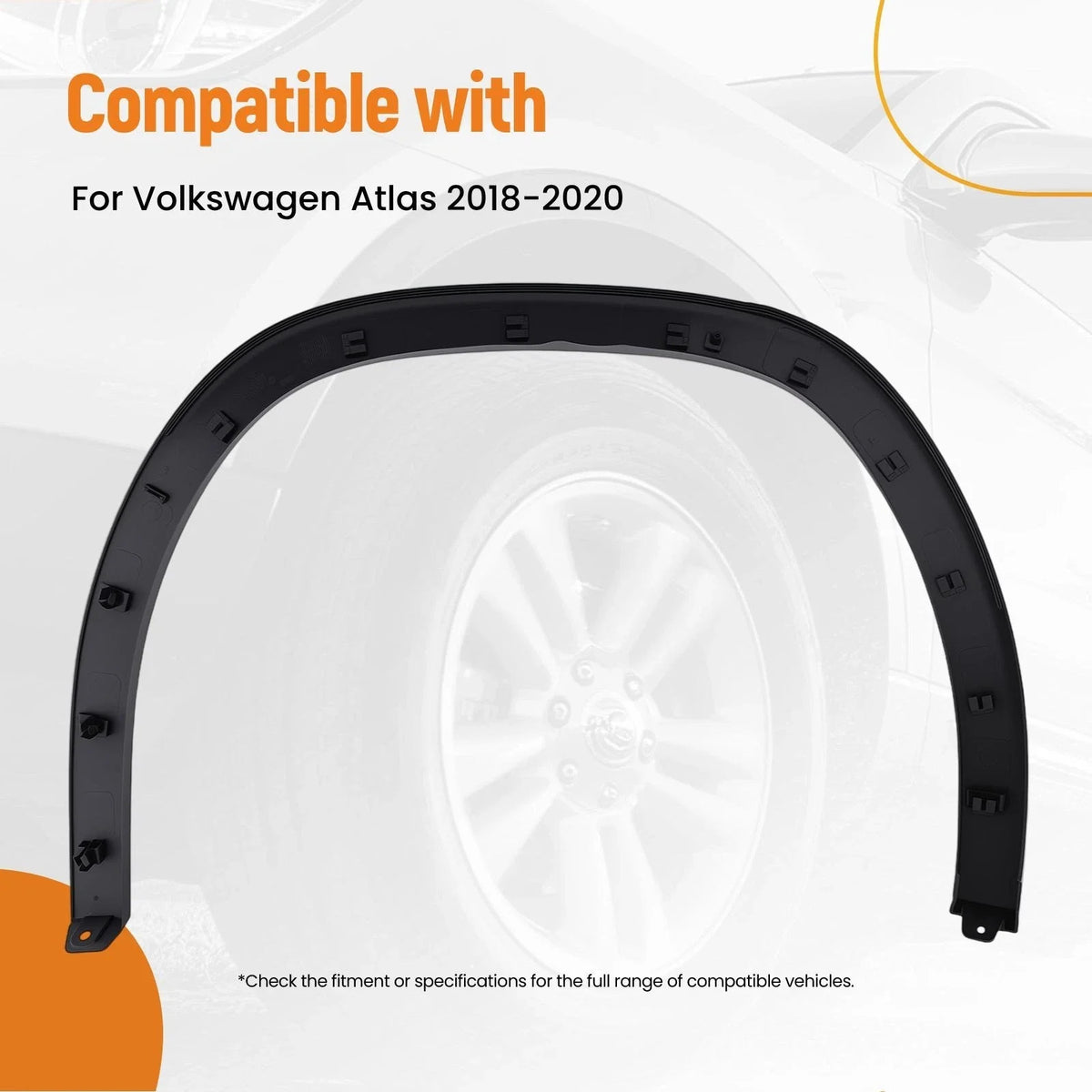 Fender Flare Trim Rear Left Black for VW Atlas 2018–2020 3CN853817B9B9