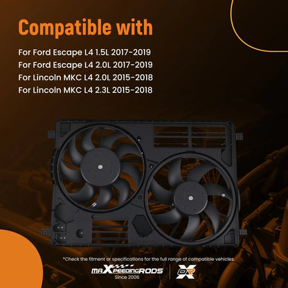 Cooling Fan Assembly for 2015-2019 Ford Escape L4 EJ7Z8C607C EJ7Z8C607E