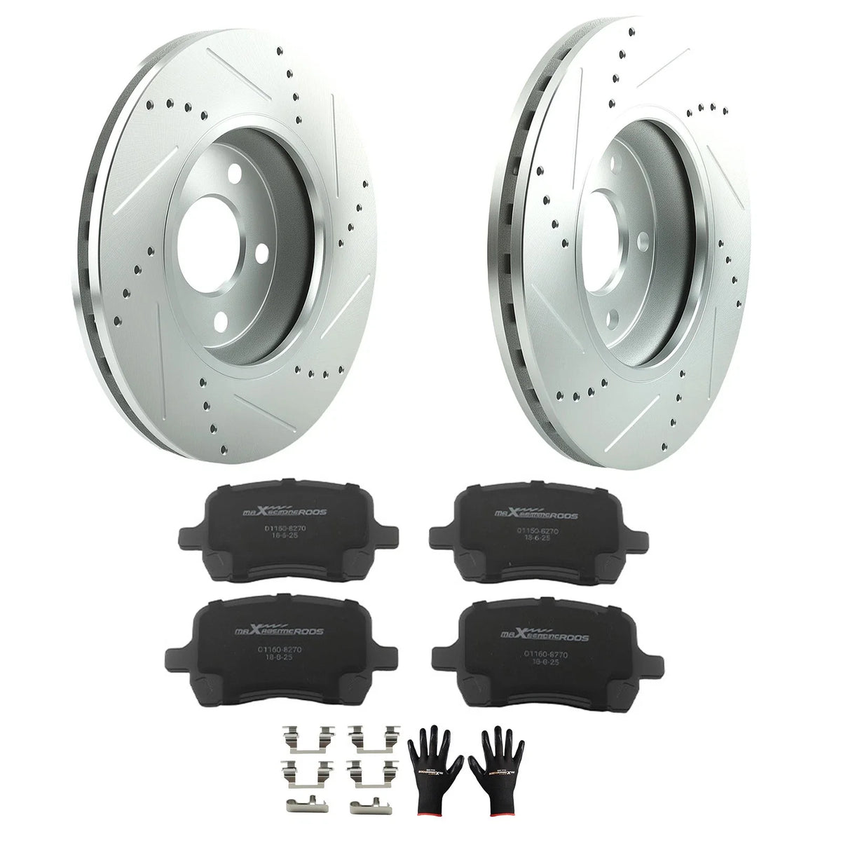 Drilled Front Rotors with Ceramic Pads for Malibu 2004-2005, 2009-2012