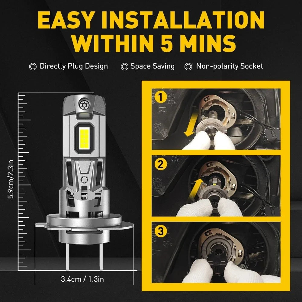 H7 Hi/Low Beam LED Headlight Bulbs Kit 44000LM 6500K