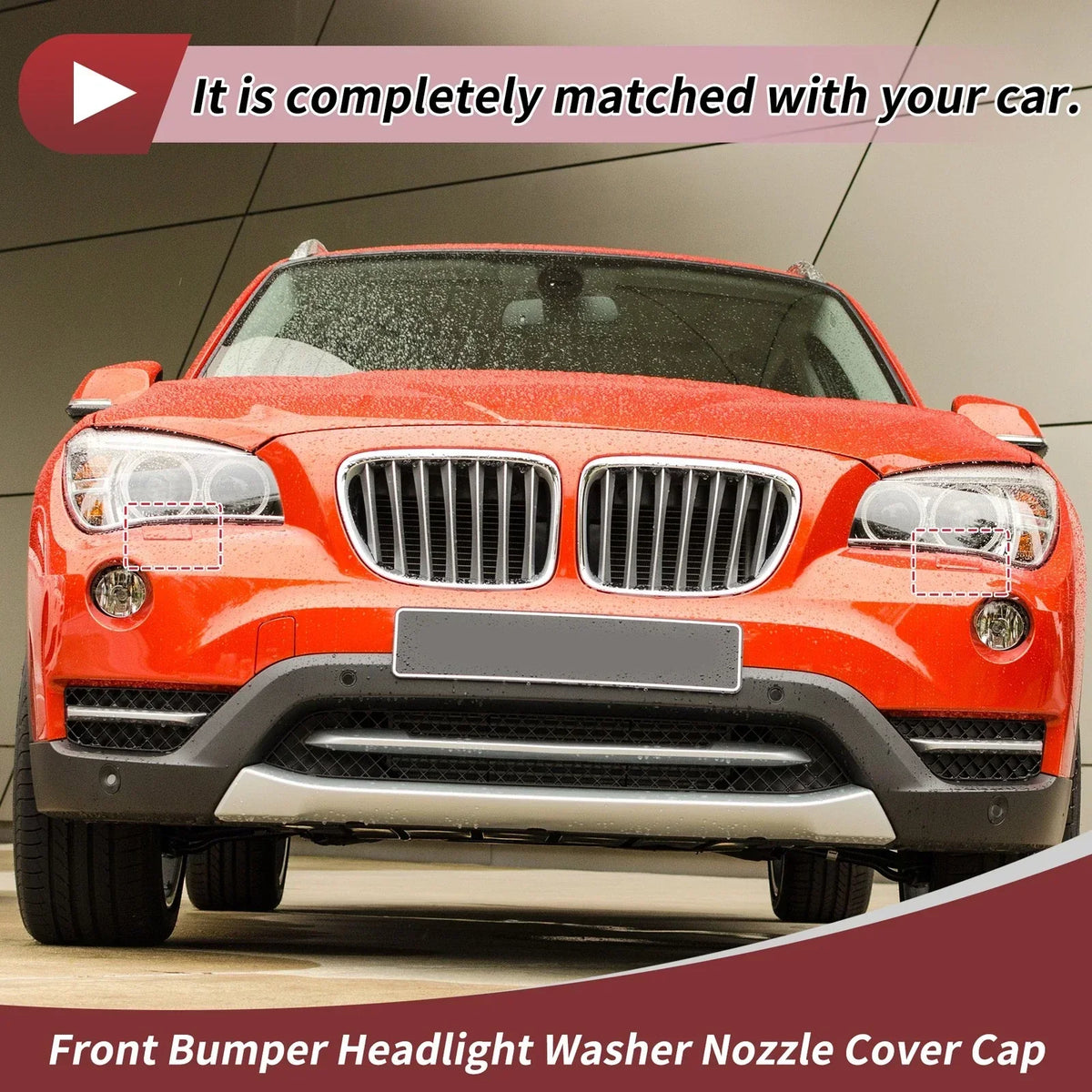 Pair of Unpainted Washer Nozzle Cover Caps for BMW X1 Front Left/Right