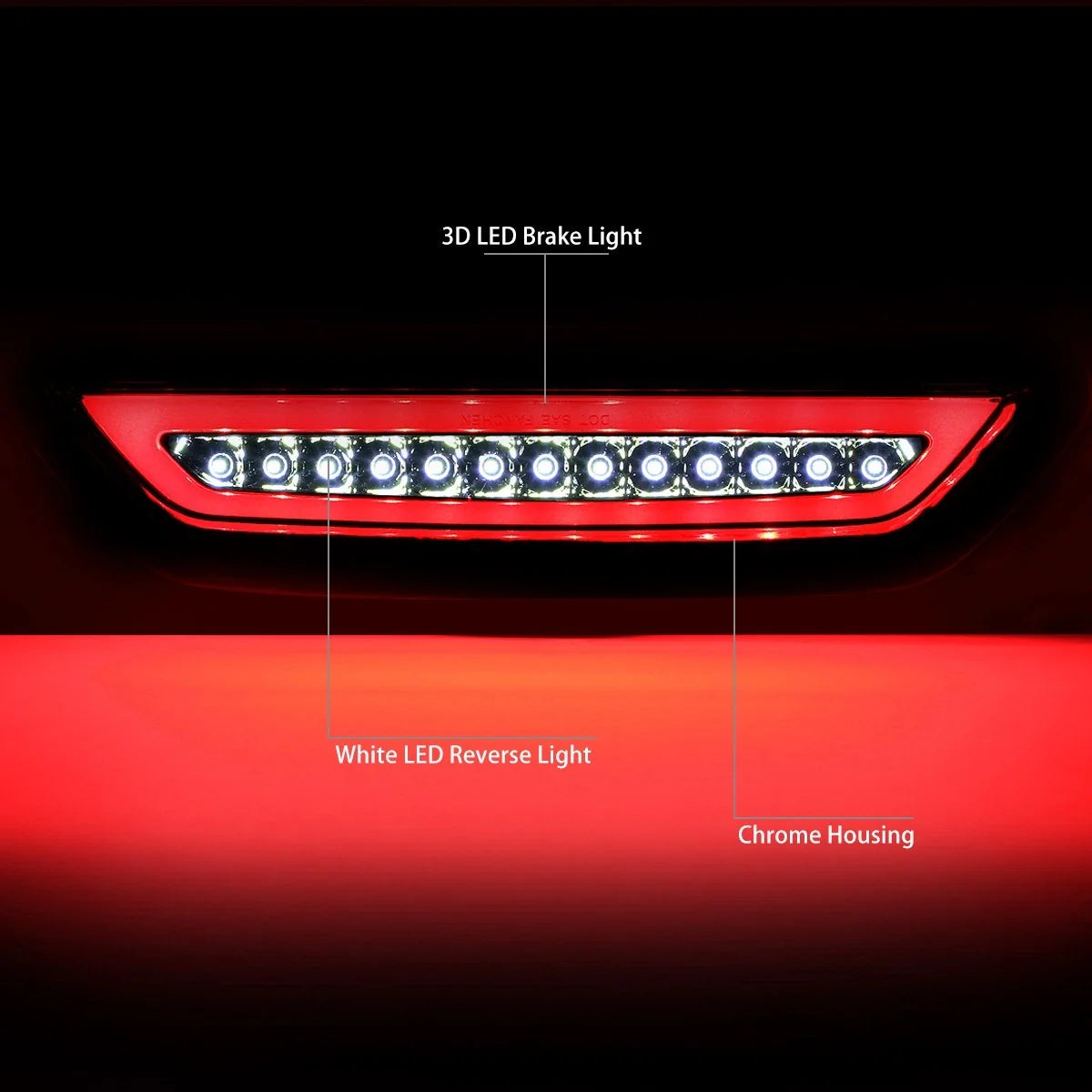 Lower LED Bar 3rd Tail Brake Light Reverse Lamp for Ford Mustang (2015–2018)