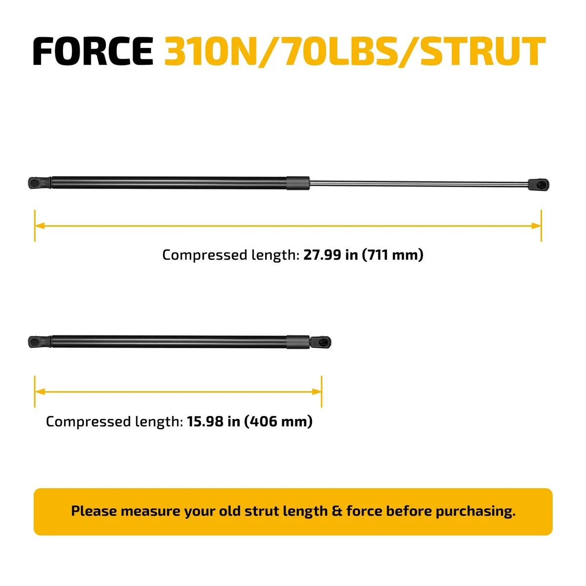 Pair of Gas Struts for ML2770 SL2770 (28 Inch)