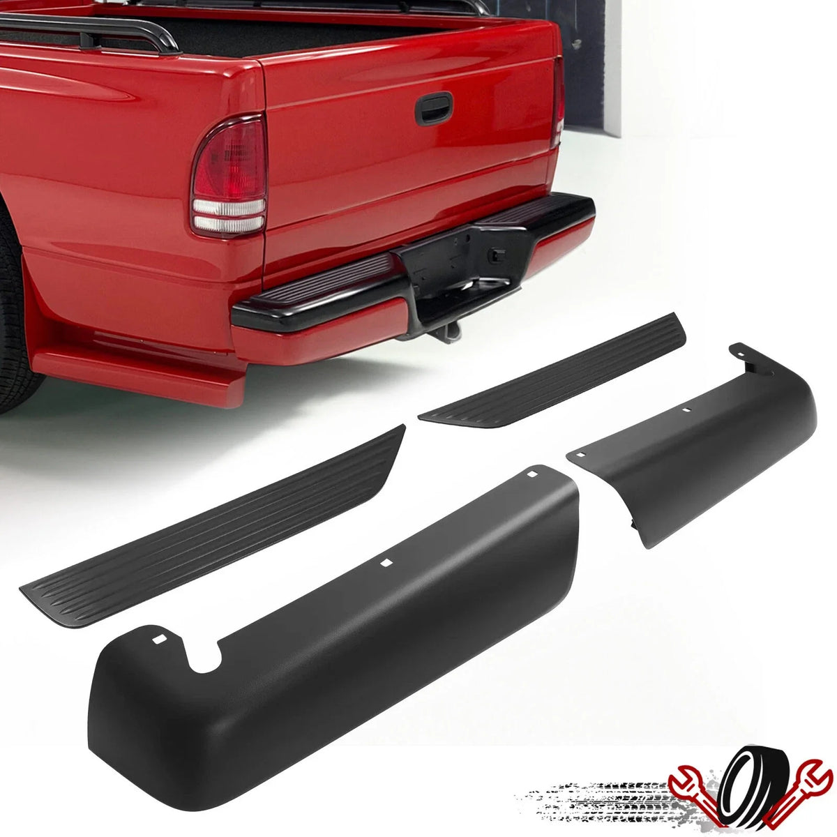Set of 2 Rear Step Bumper End Caps for Dodge Dakota (1997–2004)