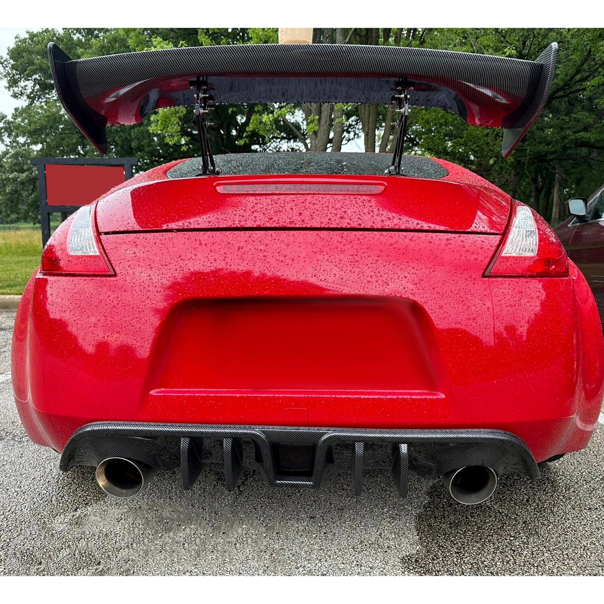 2009-2020 Nissan 370Z Rear Bumper Diffuser Lip, 4 Fins, Carbon Style